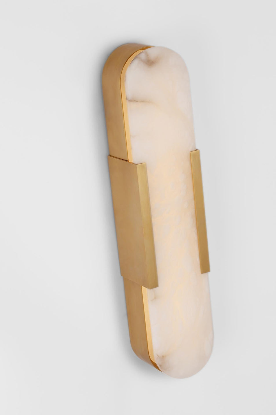 Melange 20" Elongated Sconce in Antique-Burnished Brass with Alabaster