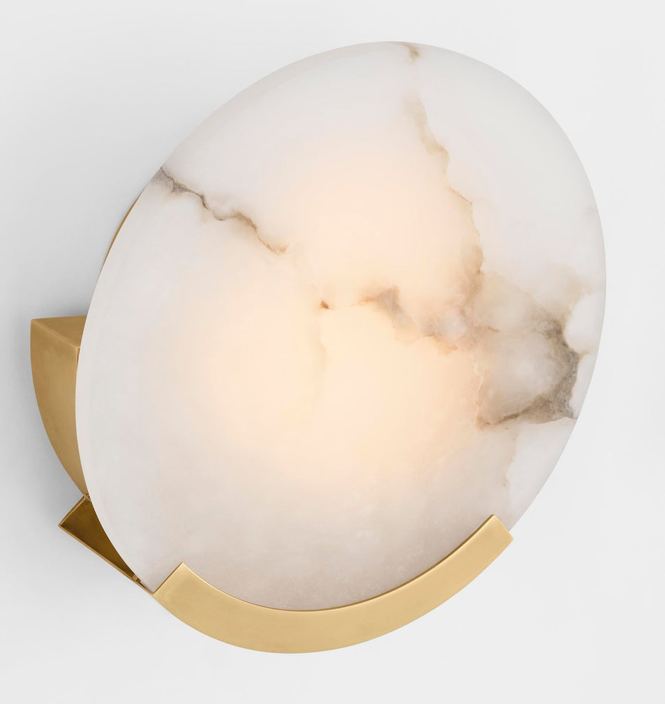 Melange 10" Sconce in Antique-Burnished Brass with Alabaster