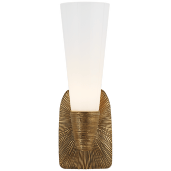 Utopia Small Single Bath Sconce in Gild with White Glass