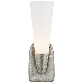 Utopia Small Single Bath Sconce in Polished Nickel with White Glass