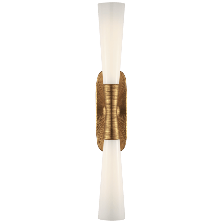 Utopia 32" Double Bath Sconce in Gild with White Glass