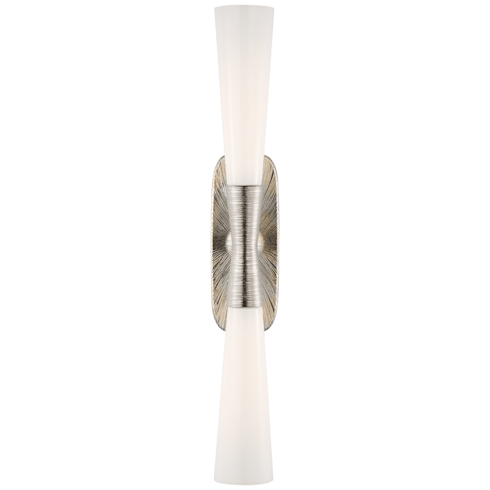 Utopia 32" Double Bath Sconce in Polished Nickel with White Glass