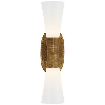 Utopia Small Double Bath Sconce in Gild with White Glass