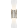 Utopia Small Double Bath Sconce in Polished Nickel with White Glass