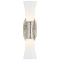 Utopia Small Double Bath Sconce in Polished Nickel with White Glass
