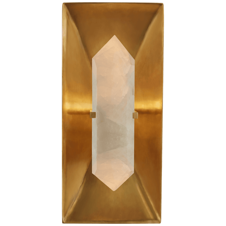 Halcyon Rectangle Sconce in Antique-Burnished Brass and Quartz