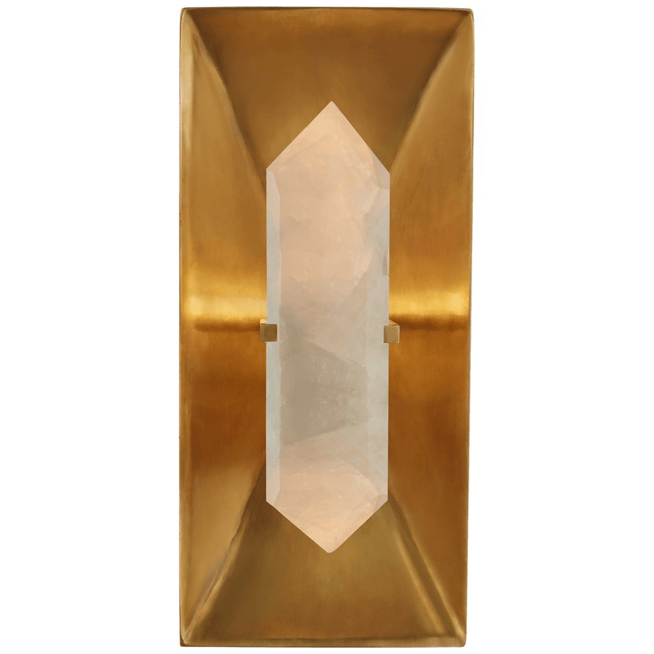 Halcyon Rectangle Sconce in Antique-Burnished Brass and Quartz