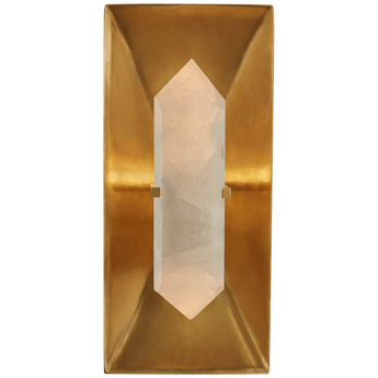 Halcyon Rectangle Sconce in Antique-Burnished Brass and Quartz