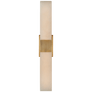 Covet Double Box Sconce in Antique-Burnished Brass with Alabaster