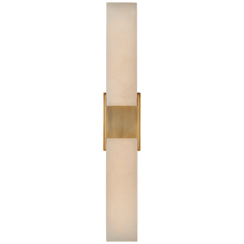 Covet Double Box Sconce in Antique-Burnished Brass with Alabaster