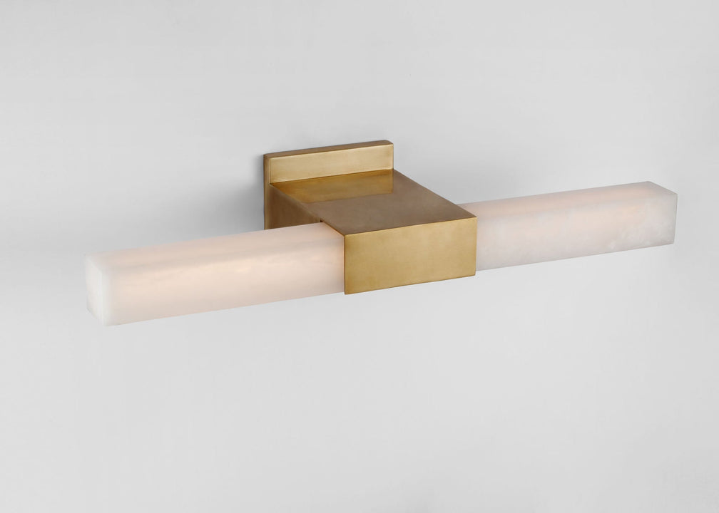 Covet 24" Over The Mirror Bath Light in Antique-Burnished Brass with Alabaster