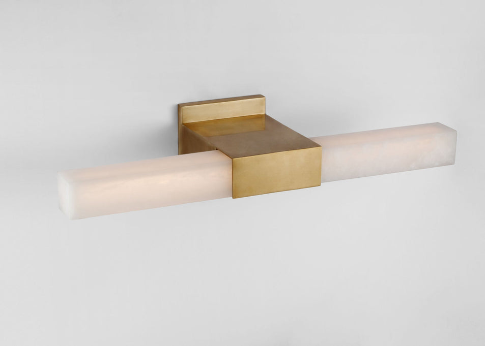 Covet 24" Over The Mirror Bath Light in Antique-Burnished Brass with Alabaster