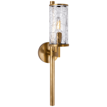 Liaison Single Sconce in Antique-Burnished Brass with Crackle Glass