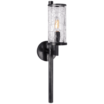 Liaison Single Sconce in Bronze with Crackle Glass