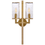 Liaison Double Sconce in Antique-Burnished Brass with Crackle Glass