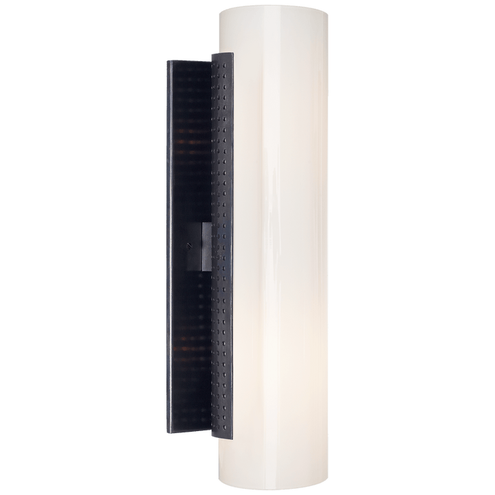 Precision Cylinder Sconce in Bronze with White Glass