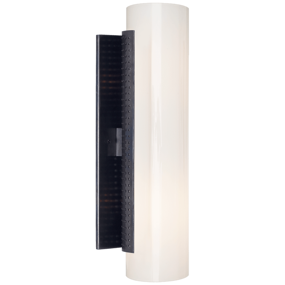 Precision Cylinder Sconce in Bronze with White Glass