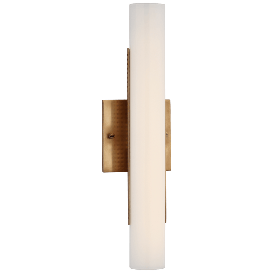 Precision 15" Bath Light in Antique-Burnished Brass with White Glass