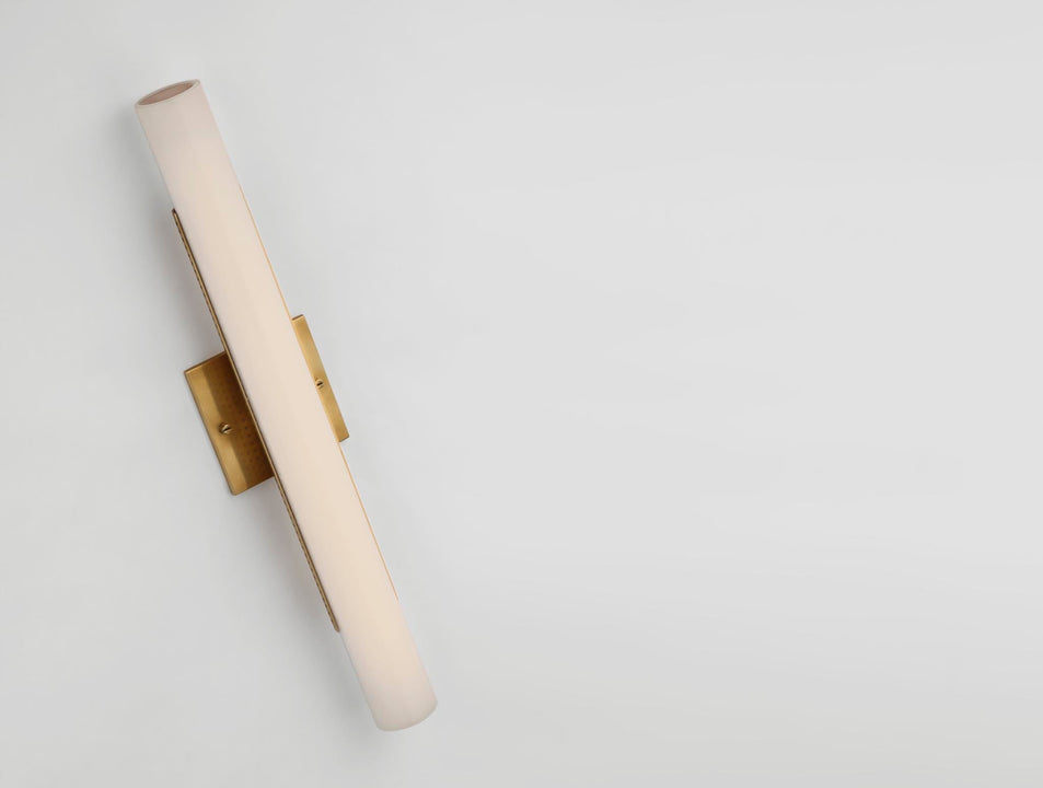 Precision 21" Bath Light in Antique-Burnished Brass with White Glass