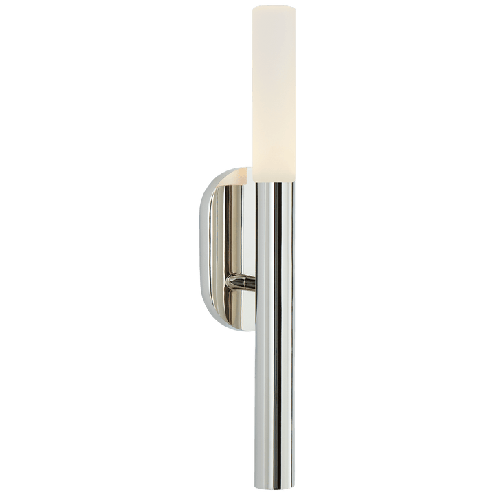 Rousseau Small Bath Sconce in Polished Nickel with Etched Crystal