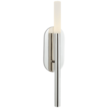 Rousseau Medium Bath Sconce in Polished Nickel with Etched Crystal