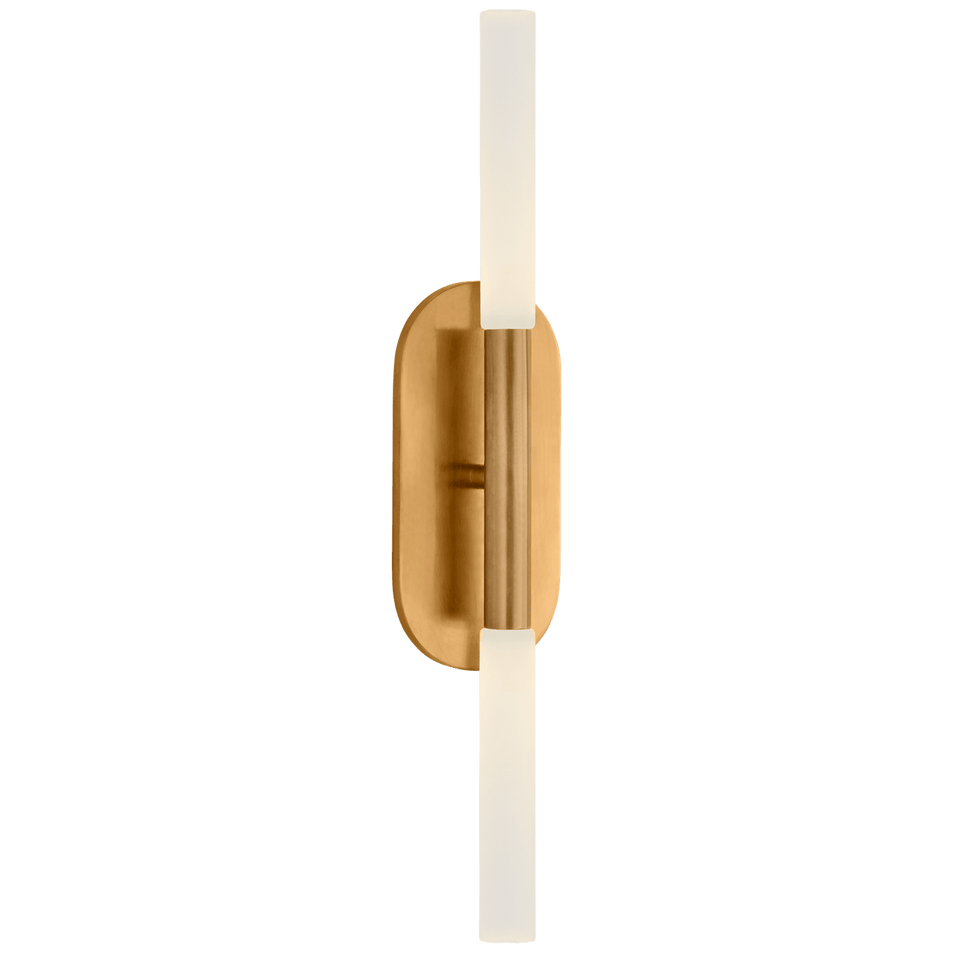 Rousseau Medium Vanity Sconce in Antique-Burnished Brass with Etched Crystal