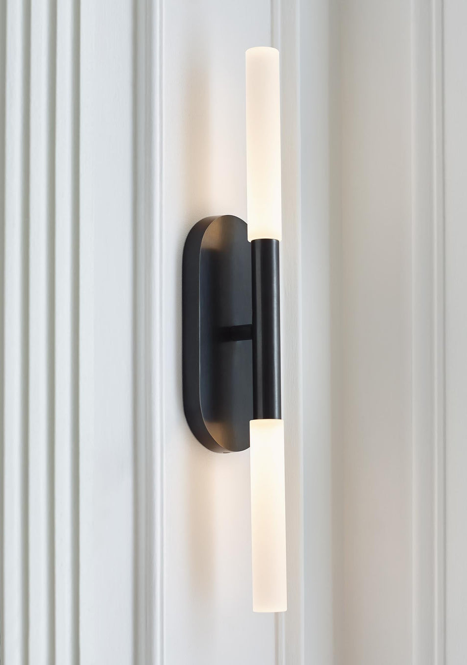 Rousseau Medium Vanity Sconce in Bronze with Etched Crystal