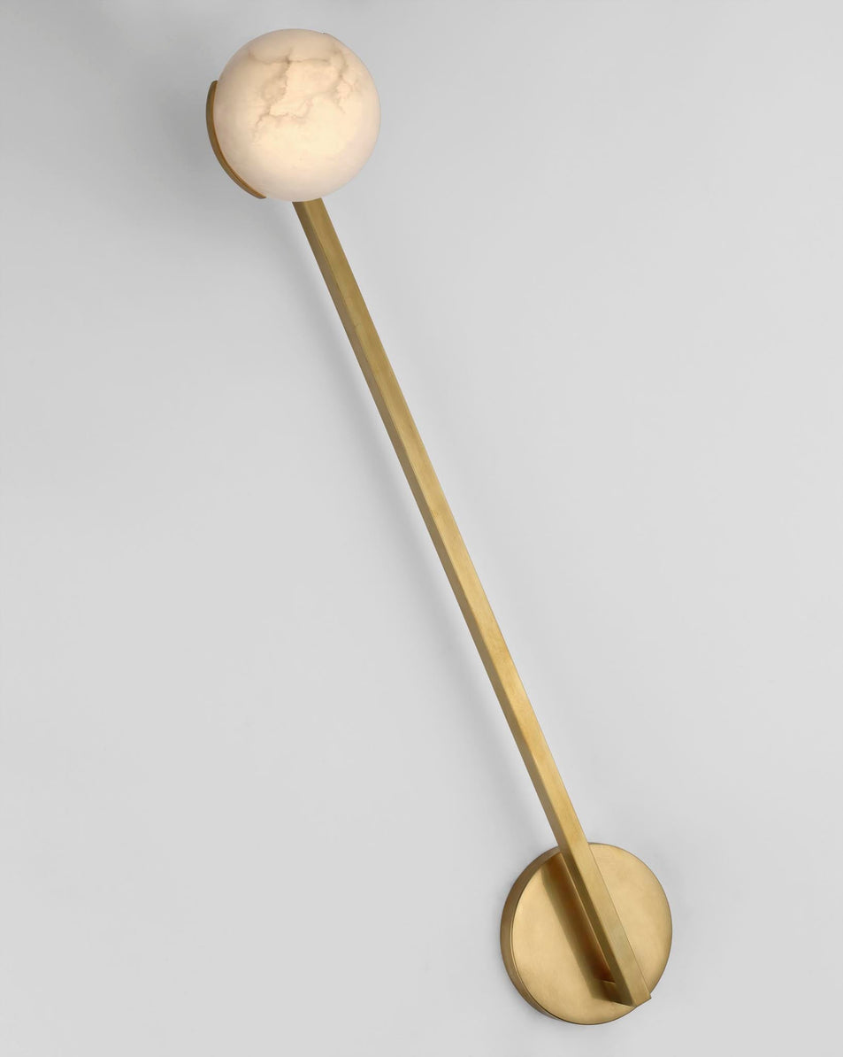 Pedra 26" Single Sconce in Antique-Burnished Brass with Alabaster