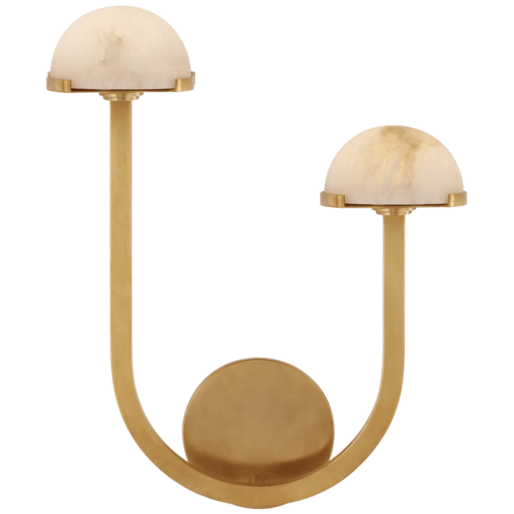 Pedra 15" Asymmetrical Right Sconce in Antique-Burnished Brass with Alabaster