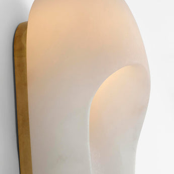 Esculpa 18" Elongated Wall Light in Alabaster and Antique-Burnished Brass