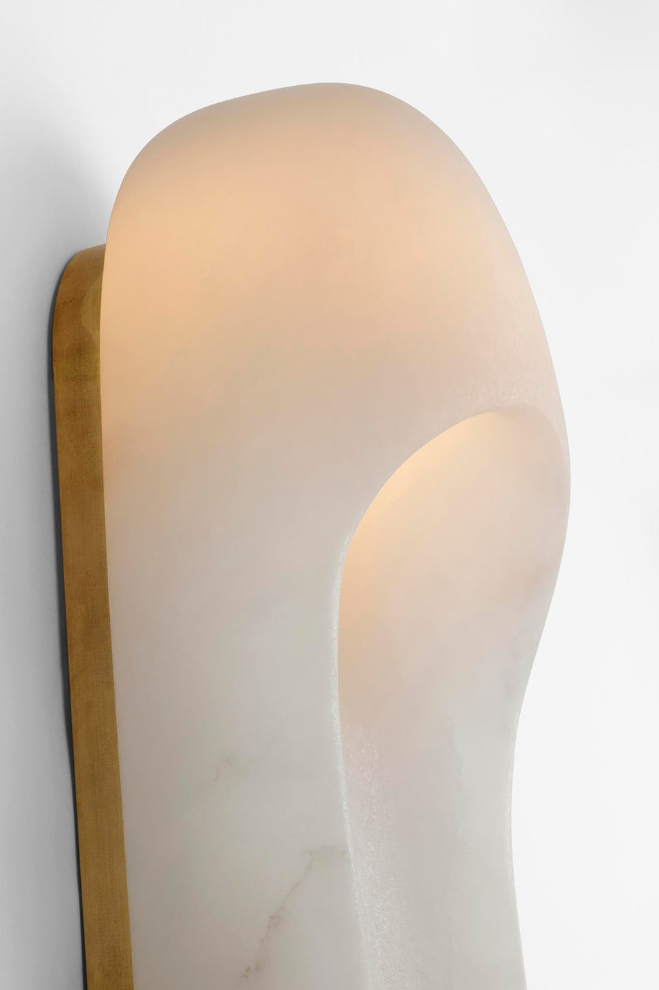 Esculpa 18" Elongated Wall Light in Alabaster and Antique-Burnished Brass