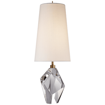 Halcyon Accent Table Lamp in Quartz with Antique Brass Shade