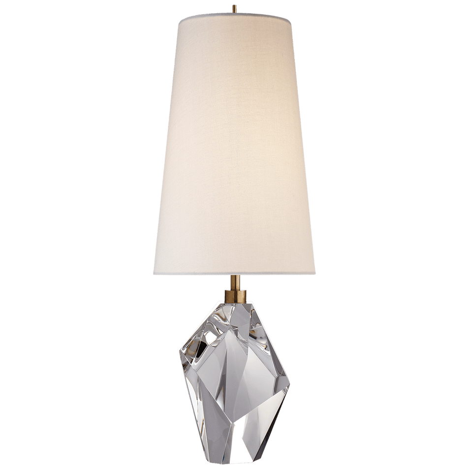 Halcyon Accent Table Lamp in Quartz with Antique Brass Shade