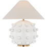 Linden Medium Orb Table Lamp in Plaster White with Linen Shade