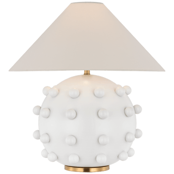 Linden Medium Orb Table Lamp in Plaster White with Linen Shade