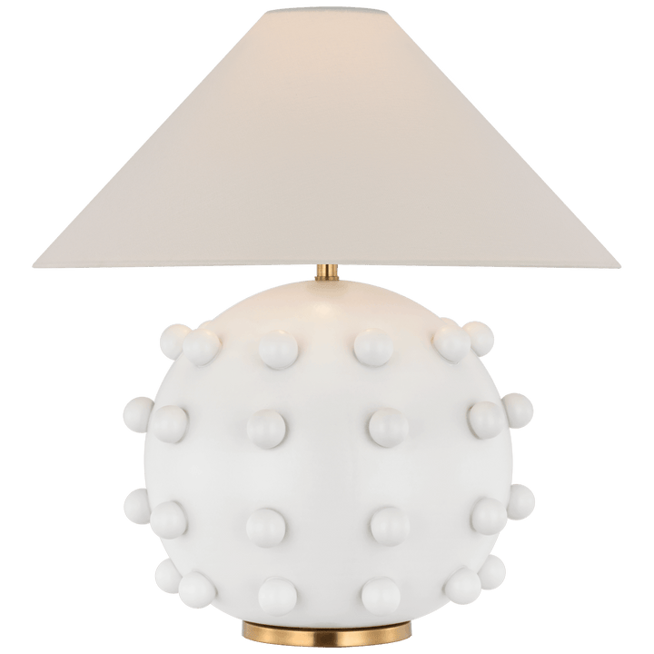 Linden Medium Orb Table Lamp in Plaster White with Linen Shade