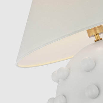 Linden Medium Orb Table Lamp in Plaster White with Linen Shade