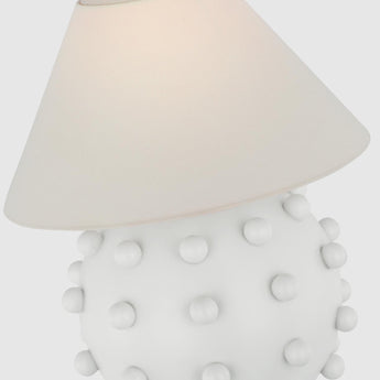 Linden Medium Orb Table Lamp in Plaster White with Linen Shade