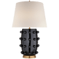 Linden Medium Lamp in Black with Linen Shade