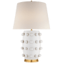 Linden Medium Lamp in Plaster White with Linen Shade