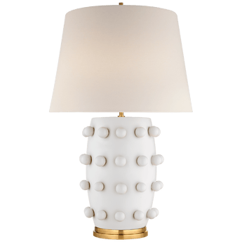 Linden Medium Lamp in Plaster White with Linen Shade