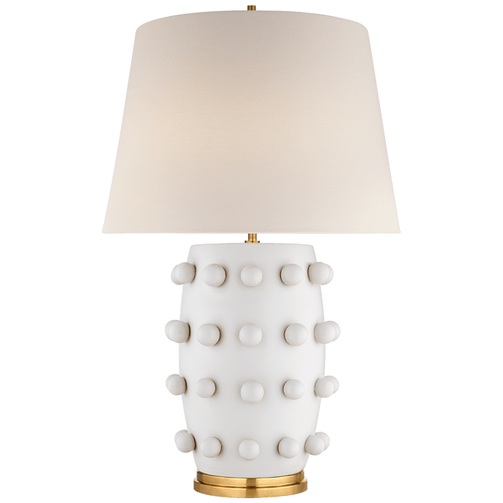Linden Medium Lamp in Plaster White with Linen Shade