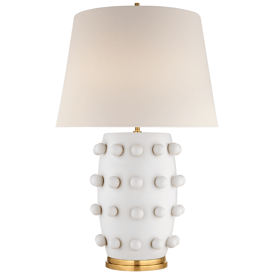 Linden Medium Lamp in Plaster White with Linen Shade