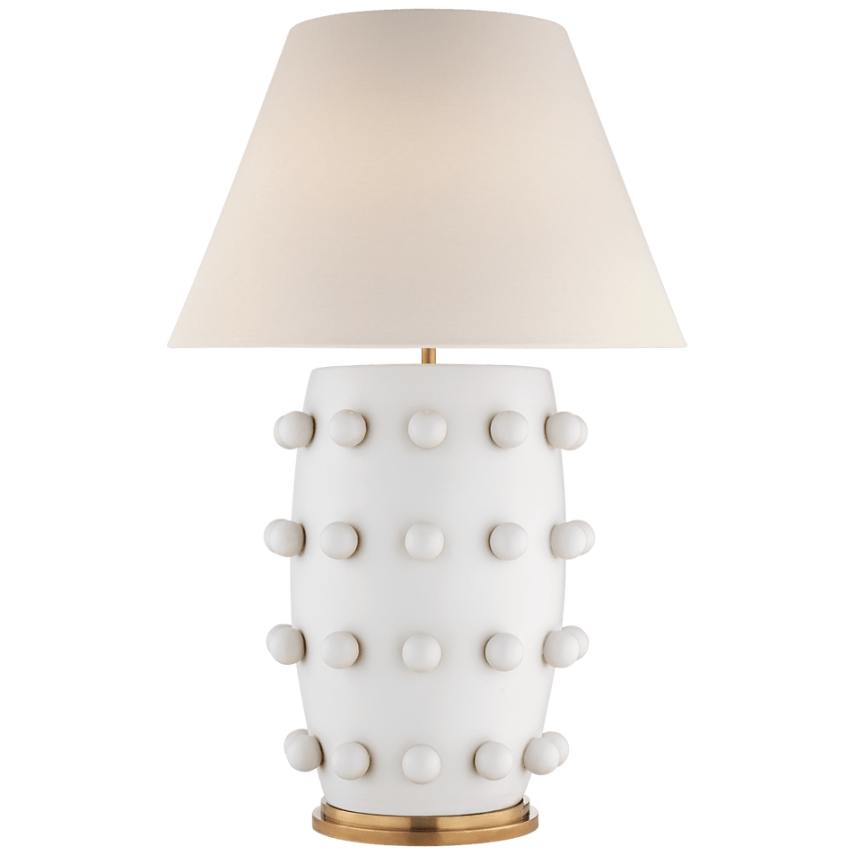 Linden Table Lamp in Plaster White with Linen Shade