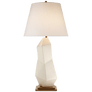 Bayliss Table Lamp in White Leather Ceramic with Linen Shade