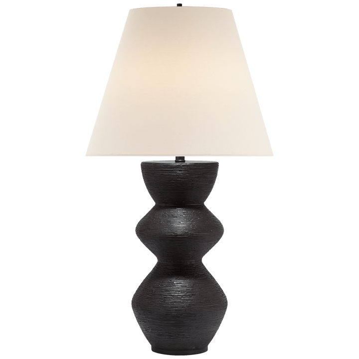 Utopia Table Lamp in Aged Iron with Linen Shade