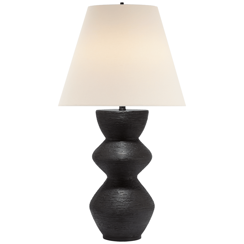 Utopia Table Lamp in Aged Iron with Linen Shade