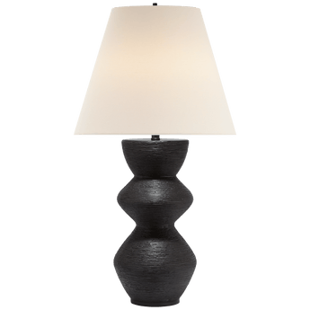 Utopia Table Lamp in Aged Iron with Linen Shade