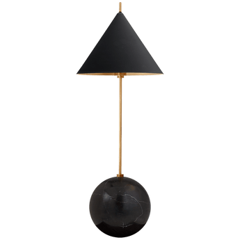 Cleo Orb Base Accent Lamp in Antique-Burnished Brass with Black Shade