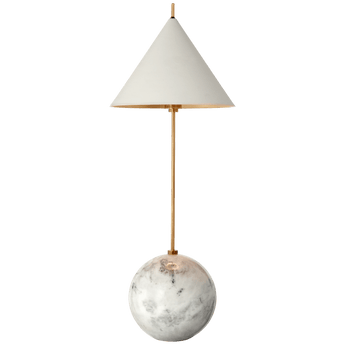 Cleo Orb Base Accent Lamp in Antique-Burnished Brass with Antique White Shade